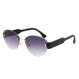HJ2077 - Oval Rimless Tinted Chic Round Fashion Women Wholesale Sunglasses