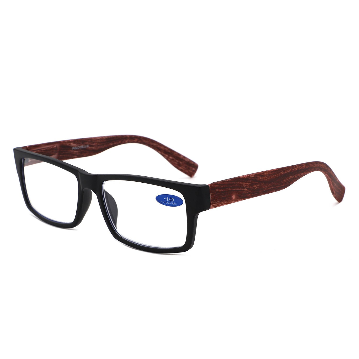 883 - Rectangle Woodgrain Temples Reading Glasses - Iris Fashion