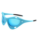 HS1241 - Geometric Wrap Around Chunky Square Sport Wholesale Sunglasses