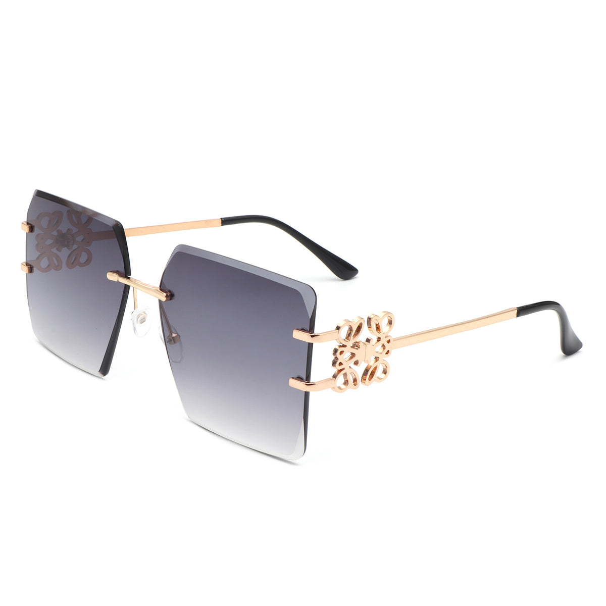 HW2057 - Women Rimless Square Luxury Fashion Wholesale Sunglasses