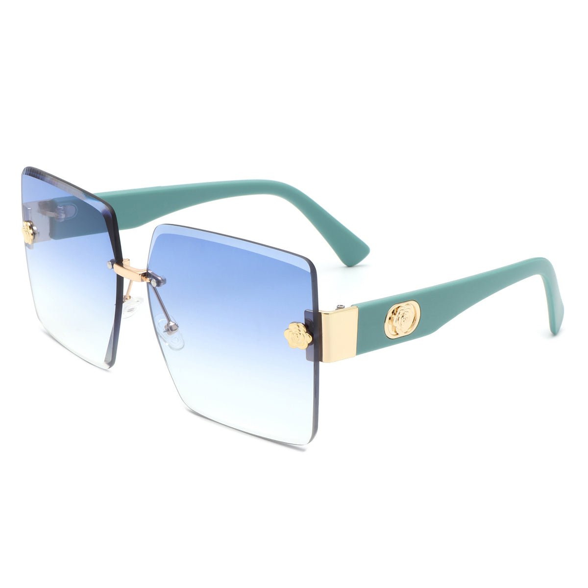 HW2058 - Rimless Square Flat Top Oversize Women Fashion Wholesale Sunglasses