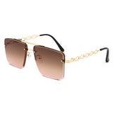 HJ2079 - Rimless Flat-Top Chain-Link Fashion Wholesale Sunglasses