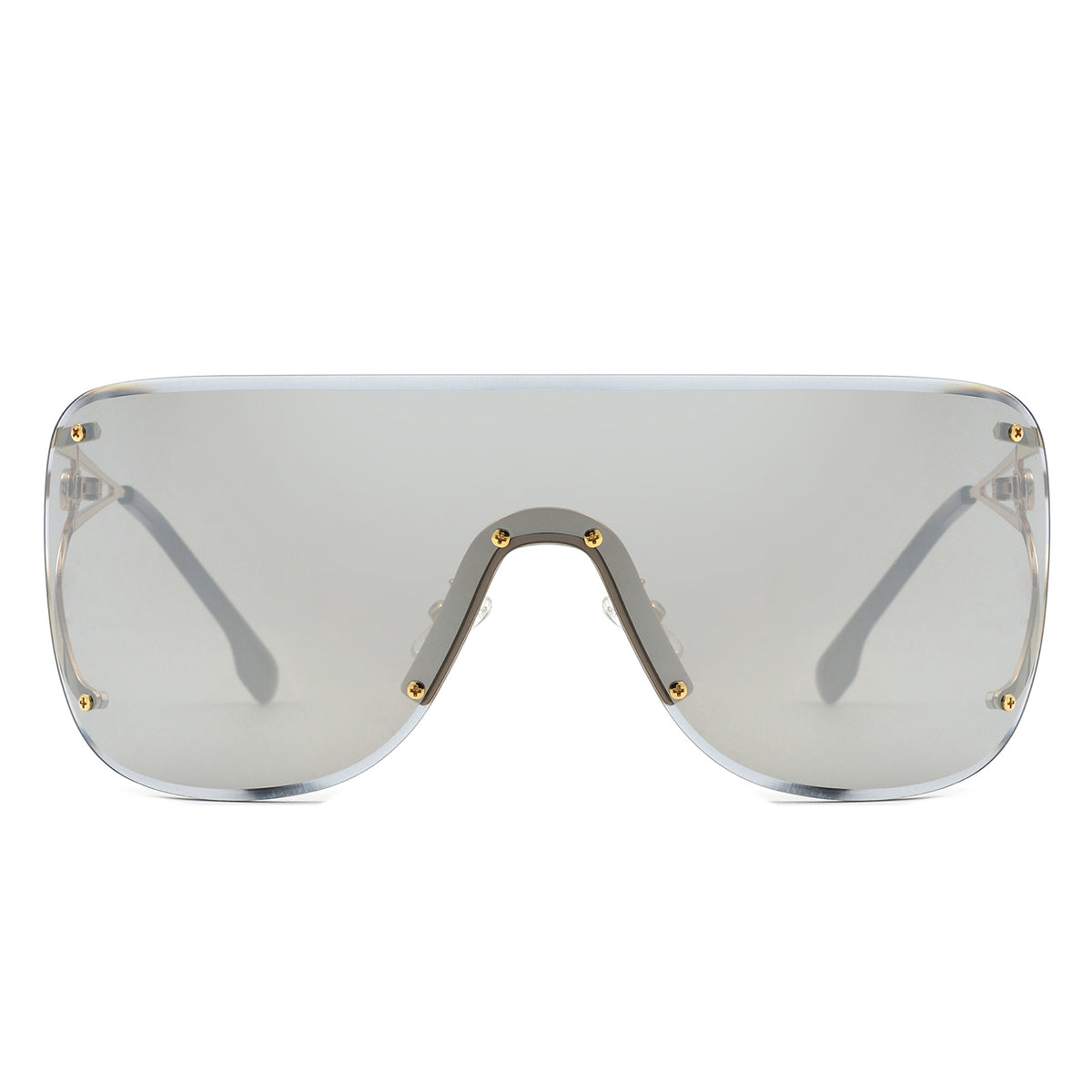 HW2071 - Oversize Rimless Shield Wraparound Flat Top Wholesale Sunglasses