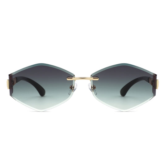 HJ2138 - Rimless Hexagonal Square Geometric Wholesale Sunglasses