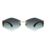 HJ2138 - Rimless Hexagonal Square Geometric Wholesale Sunglasses