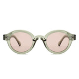 P/C027-1 - Retro Thick Frame Round Sunglasses - Iris Fashion