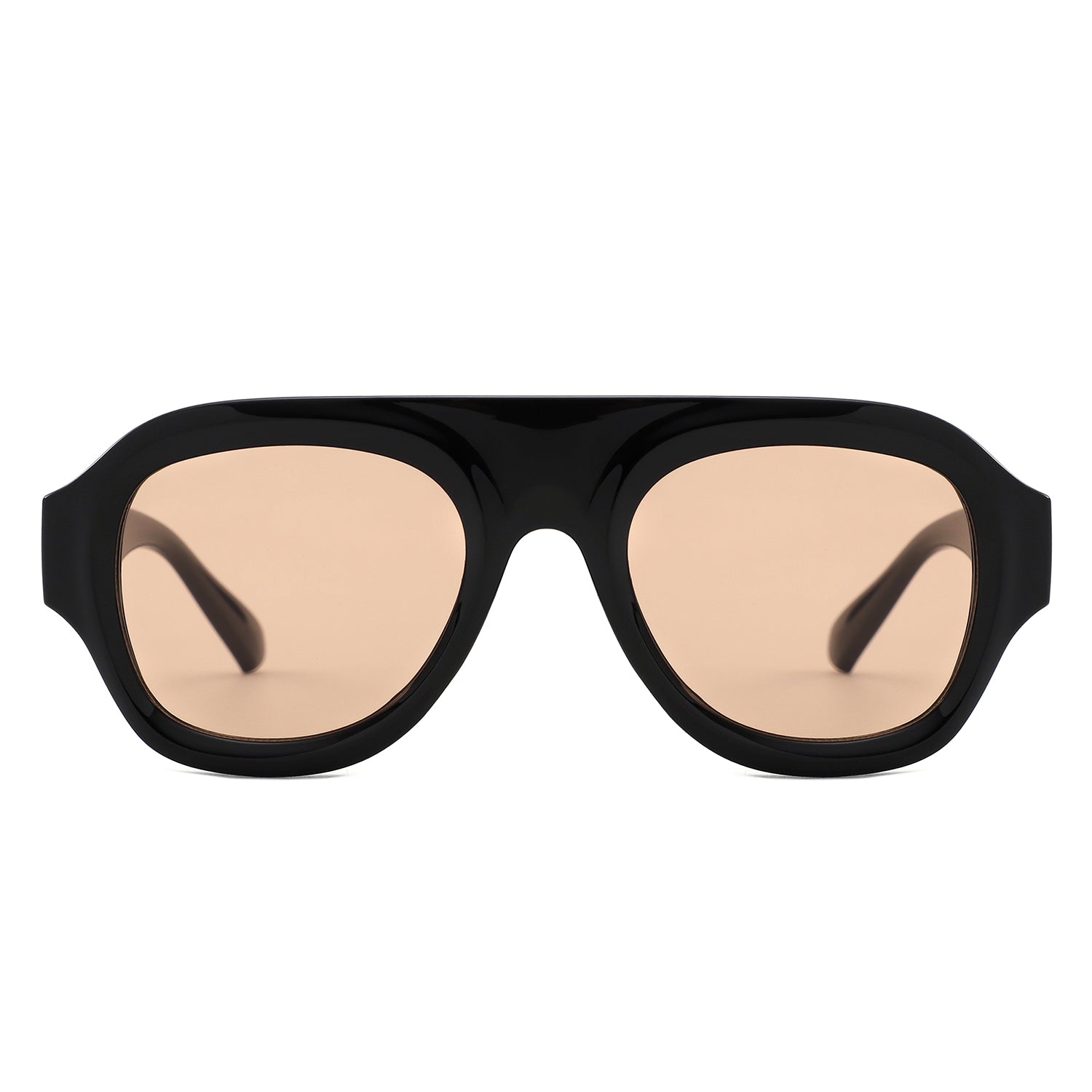 HS1406 - Bold Retro Aviator Shield Chunky Sunglasses - Iris Fashion