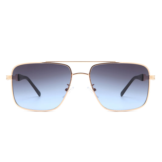 J2037 - Square Flat Top Tinted Brow-Bar Fashion Wholesale Sunglasses