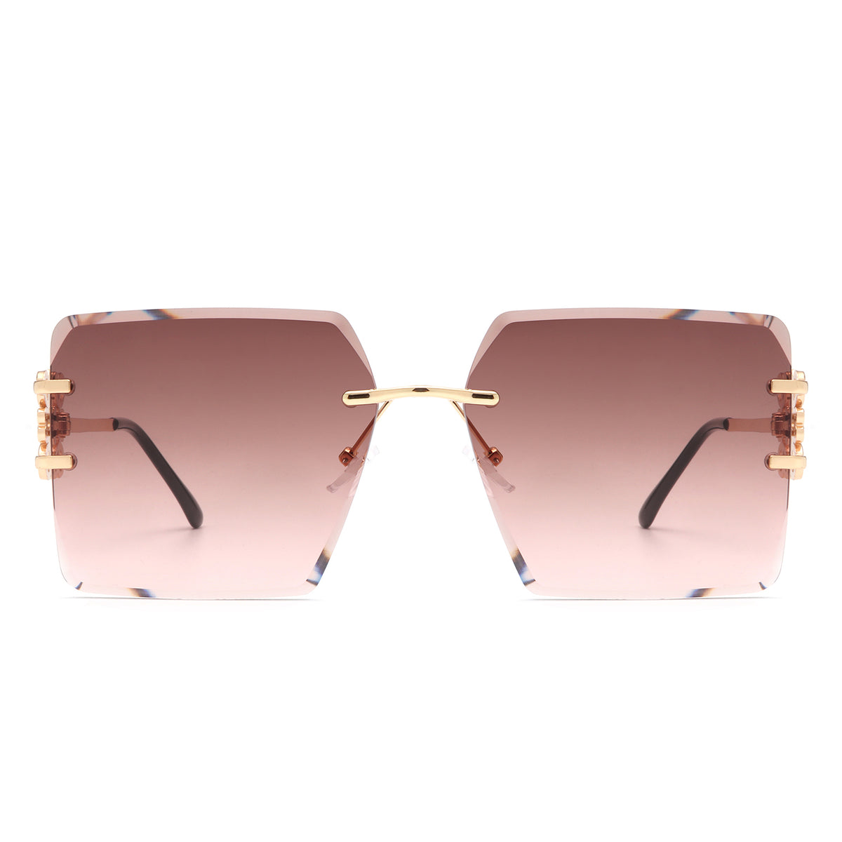 HW2057 - Women Rimless Square Luxury Fashion Wholesale Sunglasses