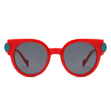 HS1393 - Bold Retro Round Gem-Accent Wholesale Sunglasses