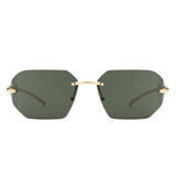 HJ2075 - Rimless Square Wrap Around Fashion Wholesale Sunglasses