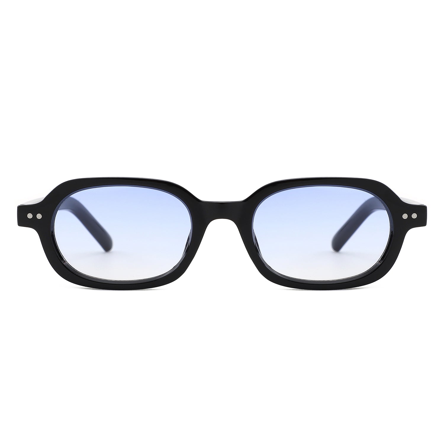 S1255 - Retro Oval Rectangle Chunky Frame Sunglasses - Iris Fashion