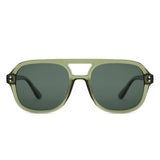 HS1426 - Square Brow-Bar Fashion Aviator Sunglasses
