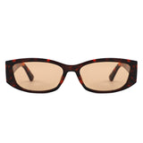 S1266 - Slim Narrow Rectangle Gold Accent Fashion Sunglasses - Iris Fashion