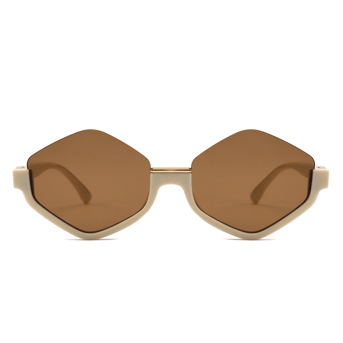 HS1421 - Geometric Semi-Rimless Polygon Sunglasses