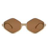 HS1421 - Geometric Semi-Rimless Polygon Sunglasses
