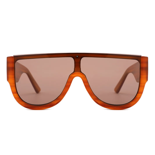 HS2261 - Oversized Flat Top Aviator Style Shield Sunglasses