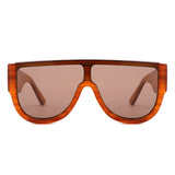 HS2261 - Oversized Flat Top Aviator Style Shield Sunglasses