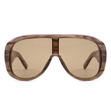 HS1435 - Oversized Wrap Aviator Style Shield Sunglasses