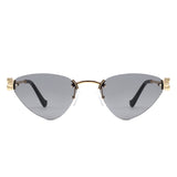 HJ2114 - Rimless Cat-Eye Gold-Temple Fashion Wholesale Sunglasses
