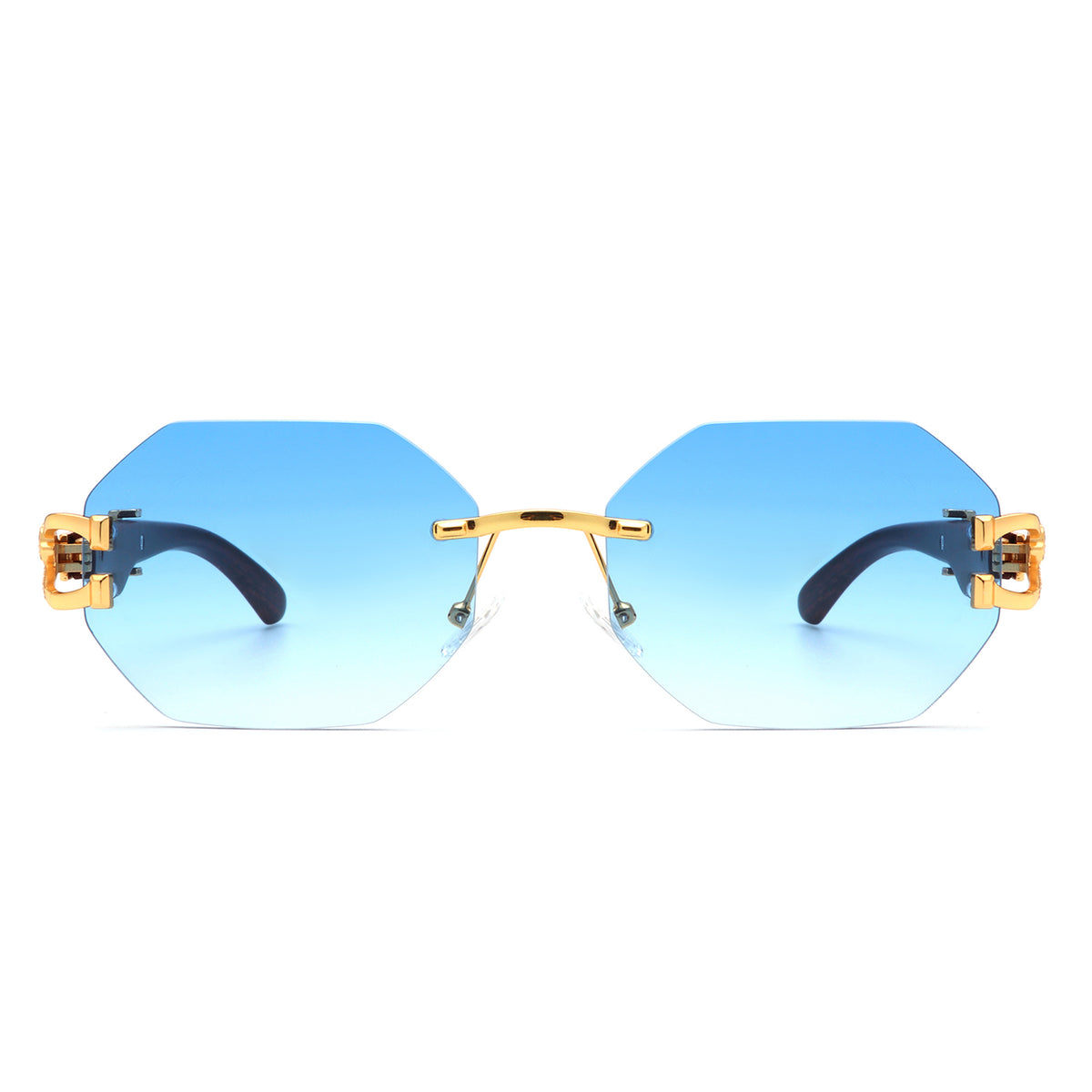 HW2059 - Geometric Rimless Retro Oval Round Fashion Wholesale Sunglasses