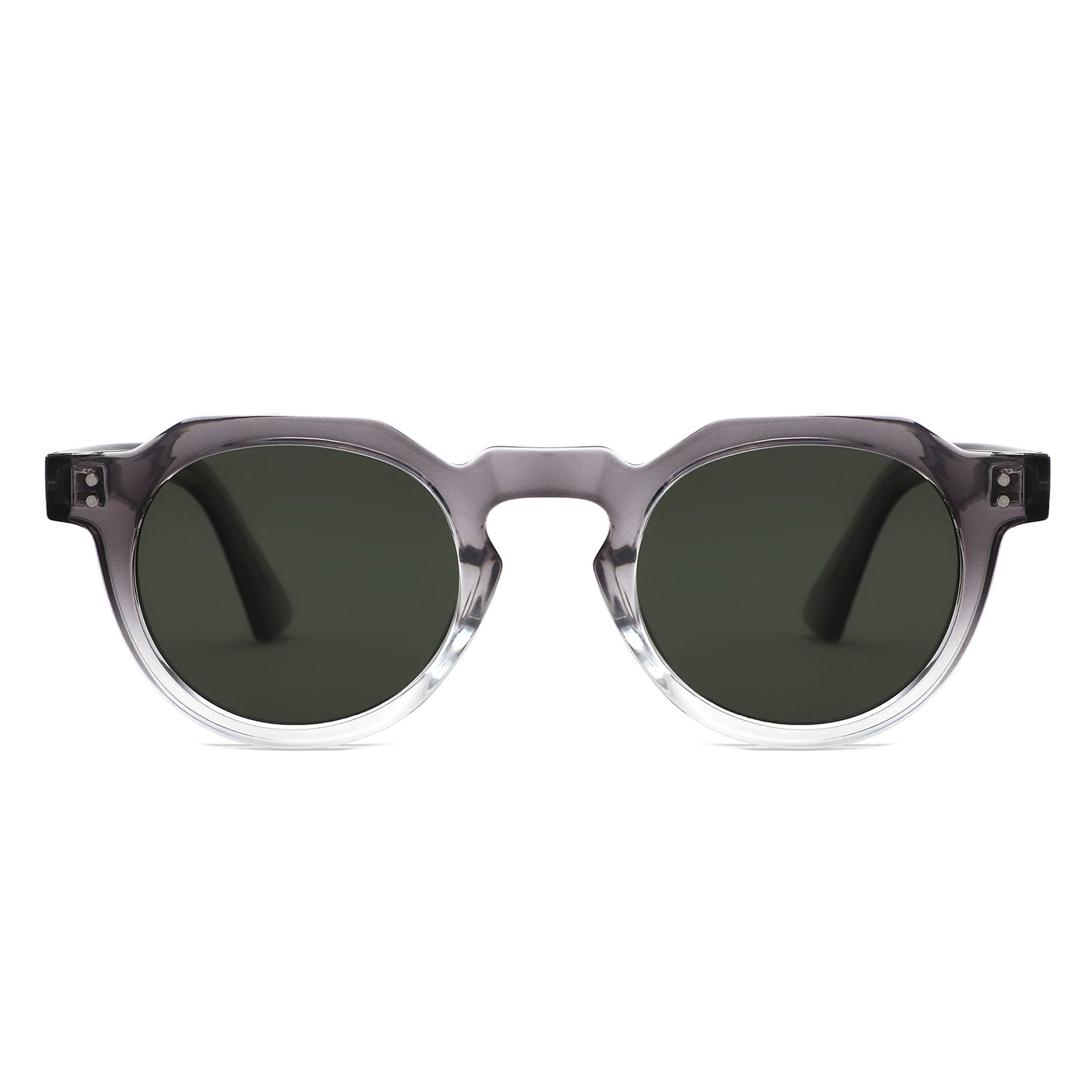 P/C028 - Retro Round Thick Frame Keyhole Bold Sunglasses - Iris Fashion