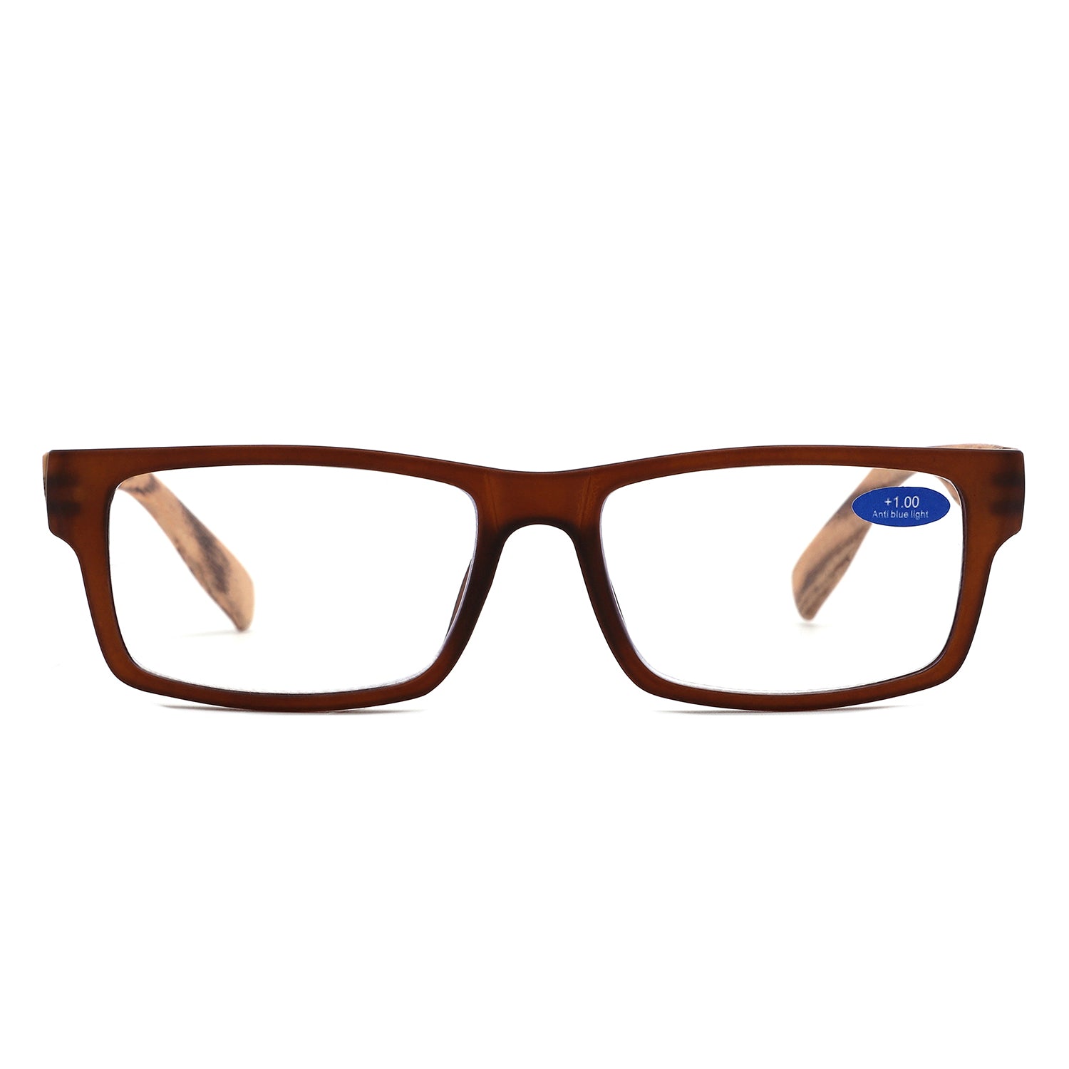 883 - Rectangle Woodgrain Temples Reading Glasses - Iris Fashion
