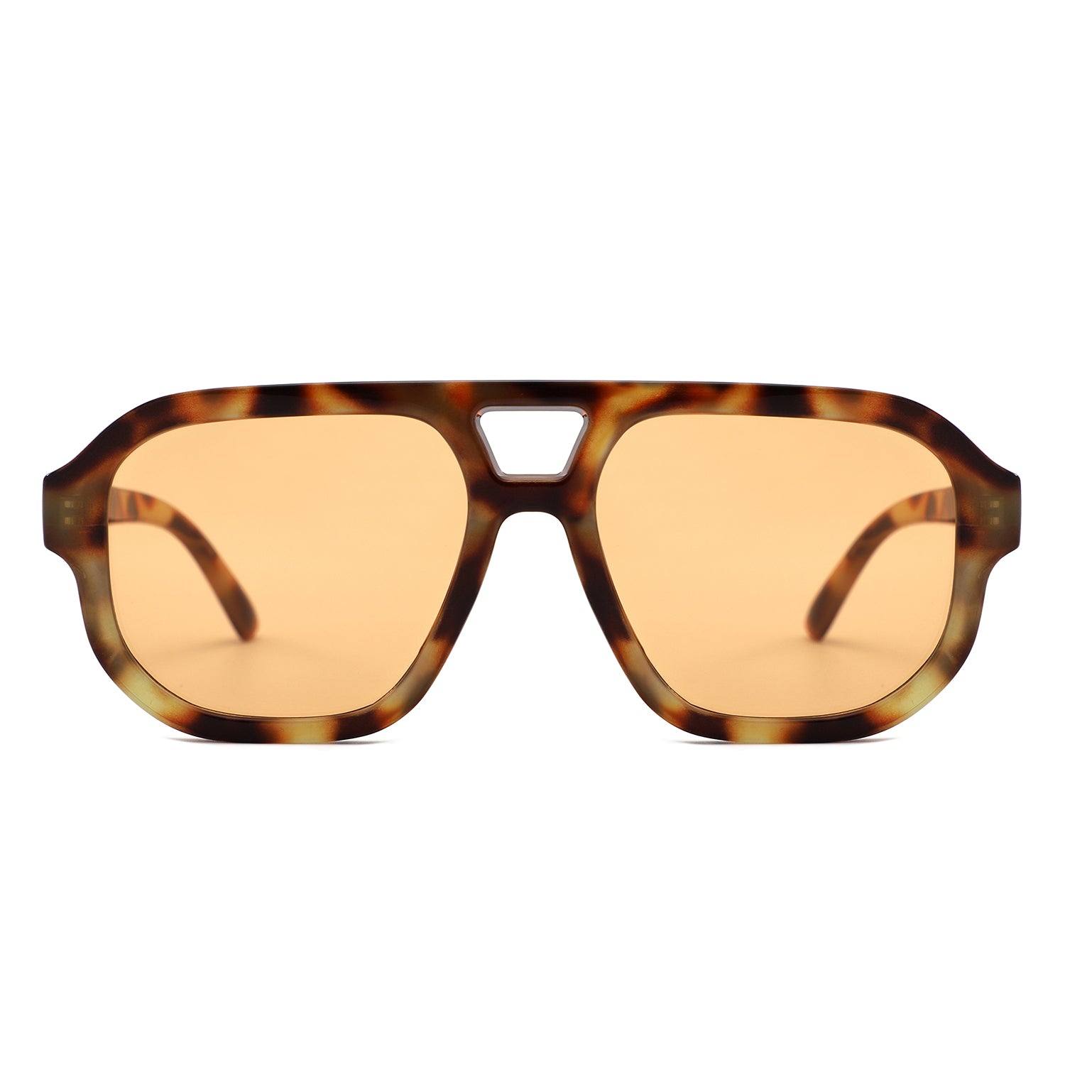 S1265 - Retro Aviator Double Bridge Square Sunglasses - Iris Fashion