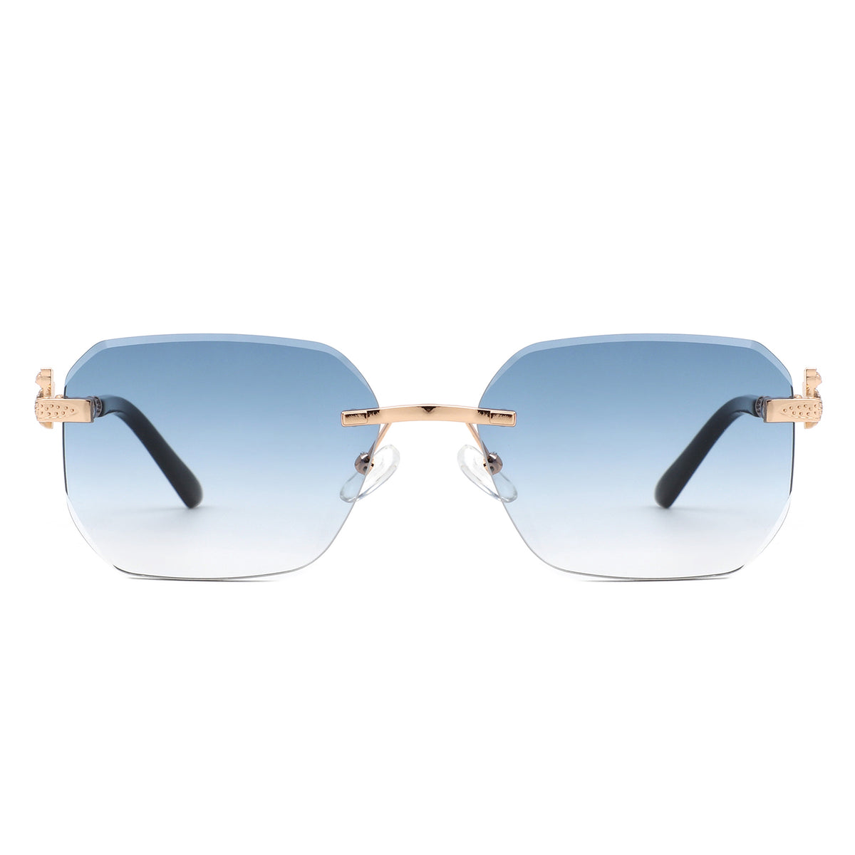 HJ2073 - Rectangle Rimless Curved Tinted Square Wholesale Sunglasses