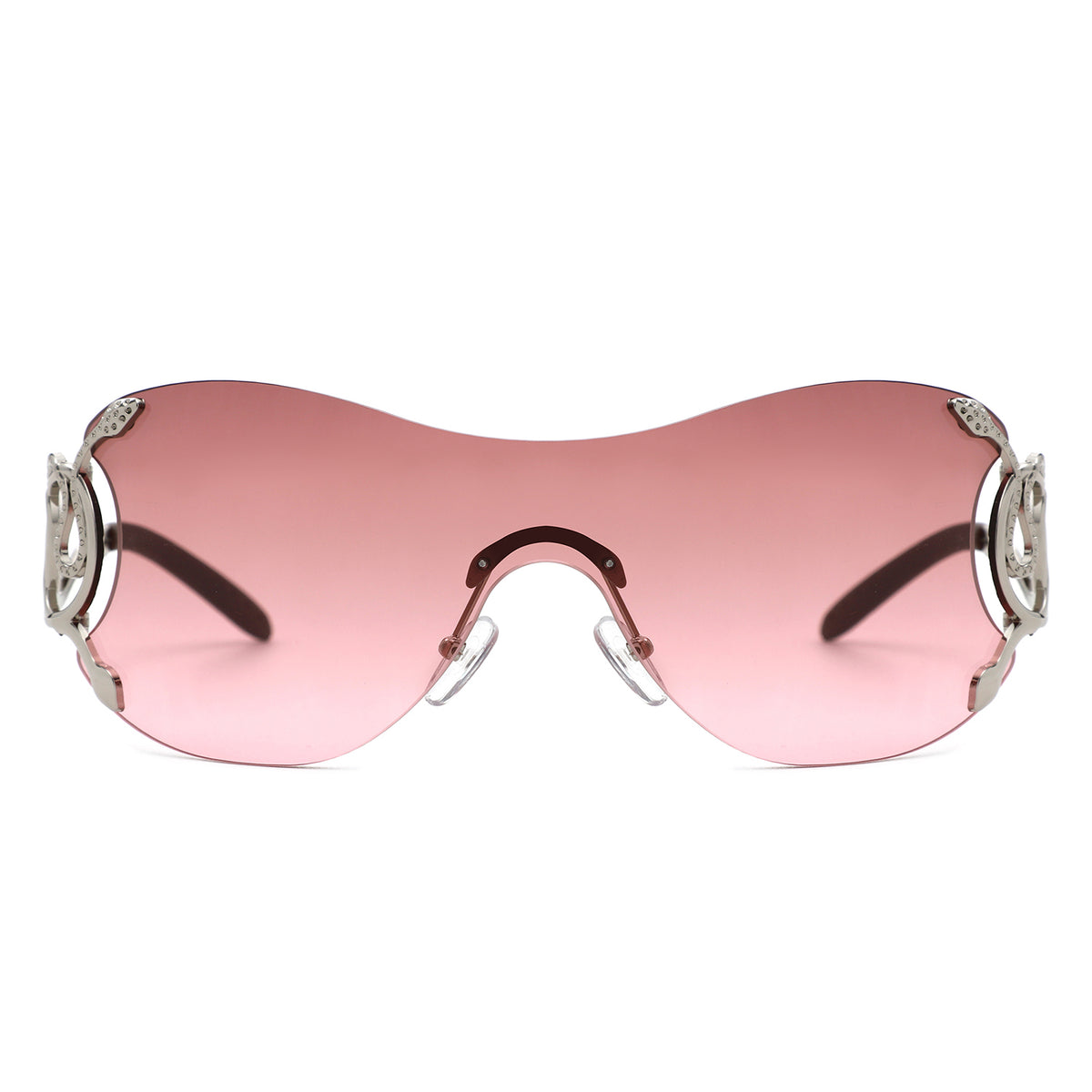 HW2072 - Women Oversized Rimless Shield Fashion Sunglasses