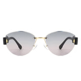 HJ2077 - Oval Rimess Tinted Chic Round Fashion Women Wholesle Sunglasses