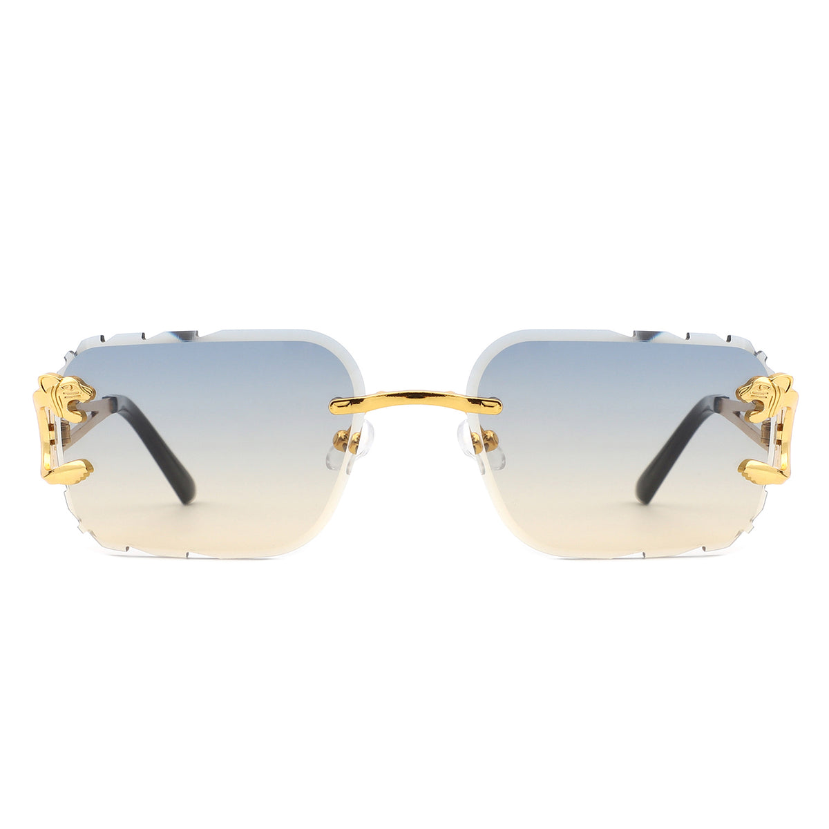 HJ2084 - Rimless Square Cheetah Luxury Geometric Wholesale Sunglasses