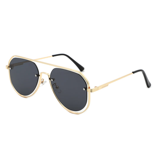 HJ2076 - Retro Aviator Double Frame Wholesale Sunglasses