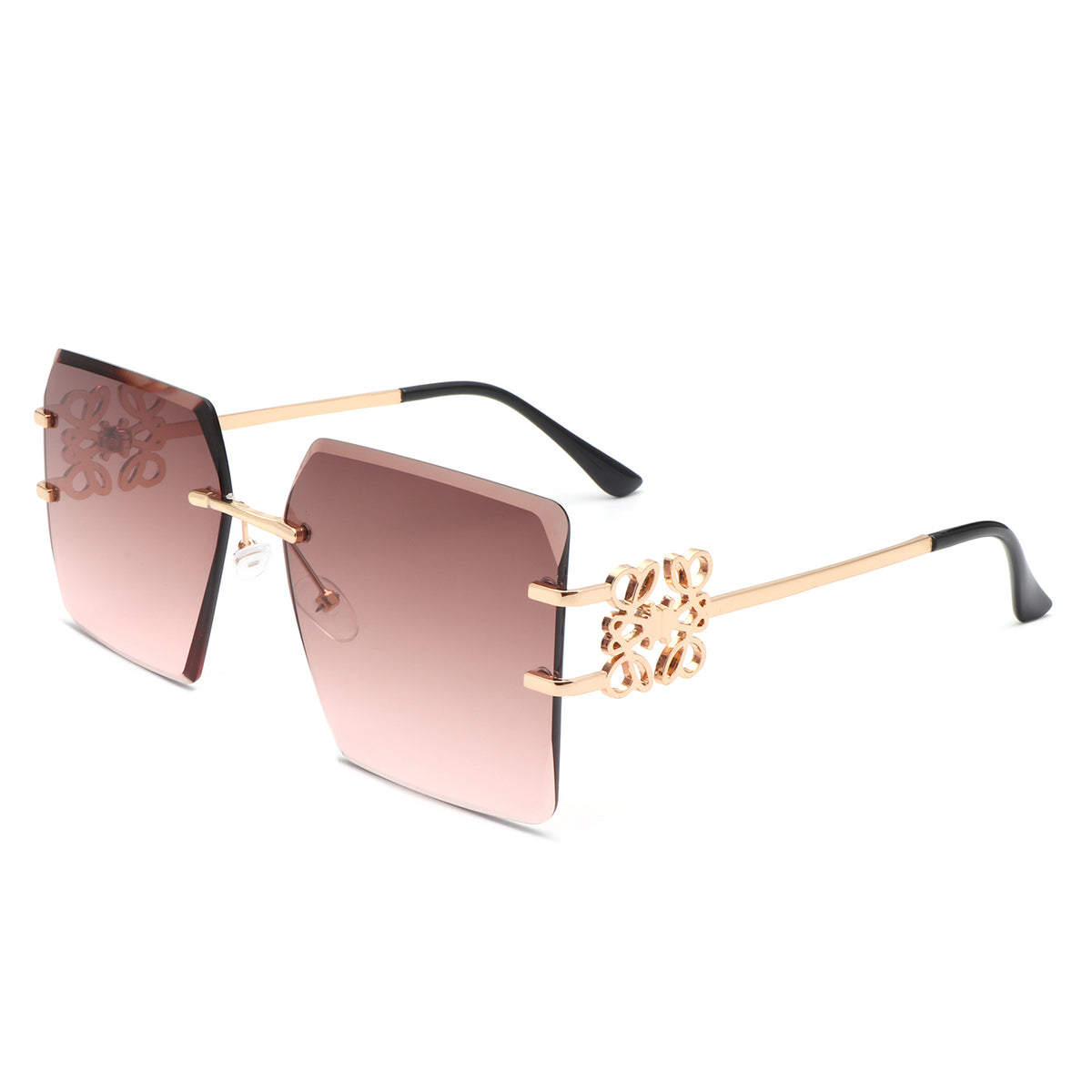 HW2057 - Women Rimless Square Luxury Fashion Wholesale Sunglasses