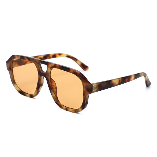 S1265 - Retro Aviator Double Bridge Square Sunglasses