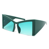 HS1286 - Geometric Square Semi-Rimless Cat Eye Oversize Fashion Wholesale Sunglasses