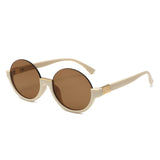 HS1422 - Women Semi-Rimless Fashion Round Sunglasses