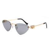 HJ2114 - Rimless Cat-Eye Gold-Temple Fashion Wholesale Sunglasses