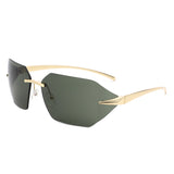 HJ2075 - Rimless Square Wrap Around Fashion Wholesale Sunglasses