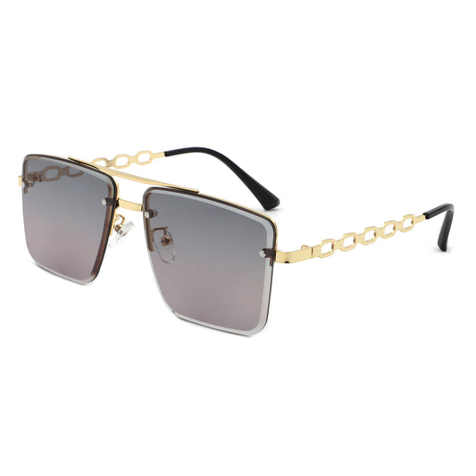 HJ2079 - Rimless Flat-Top Chain-Link Fashion Wholesale Sunglasses