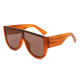 HS2261 - Oversized Flat Top Aviator Style Shield Sunglasses