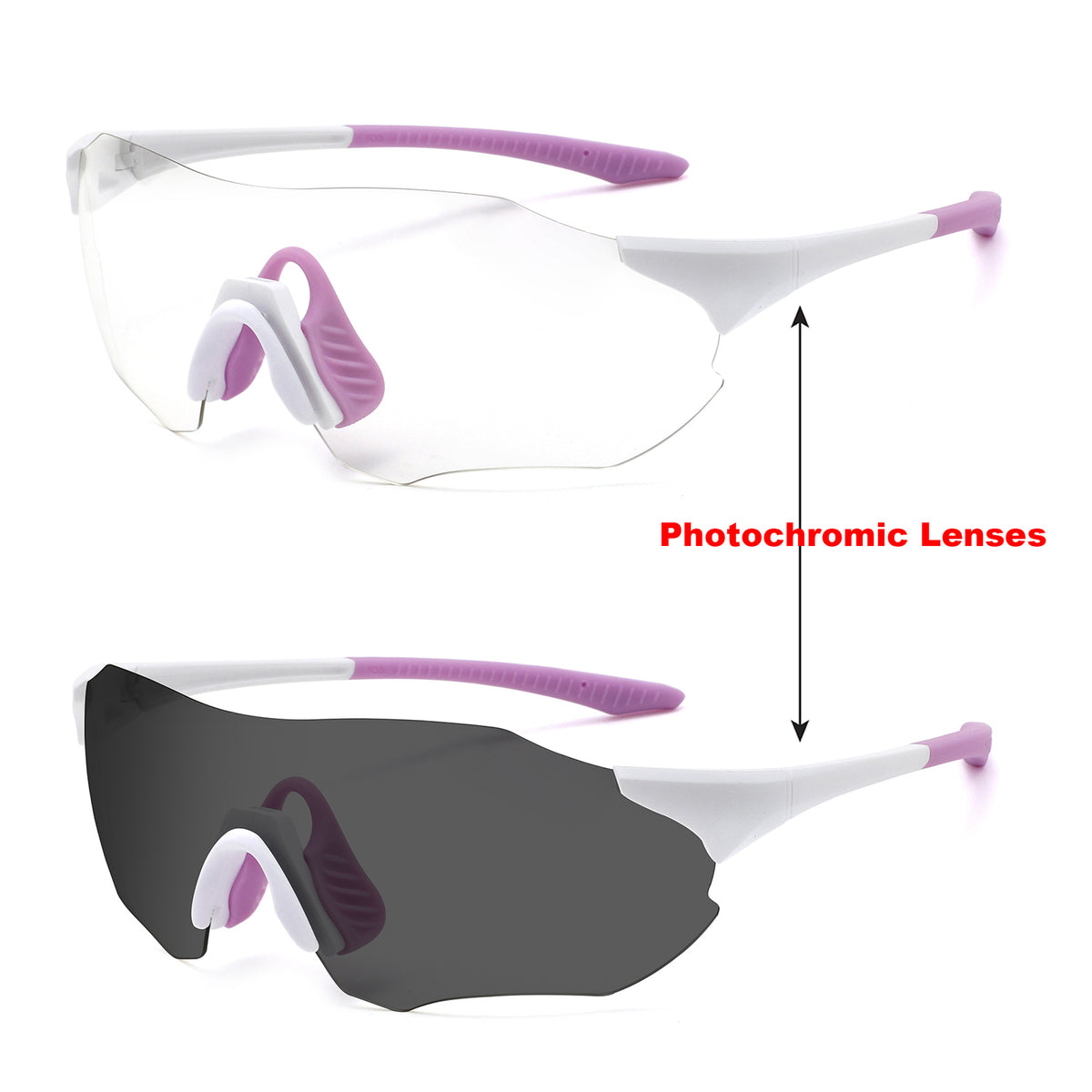 Y5004 - Sport Polarized Wrap Shield Rimless Photochromic Mirrored Wholesale Sunglasses