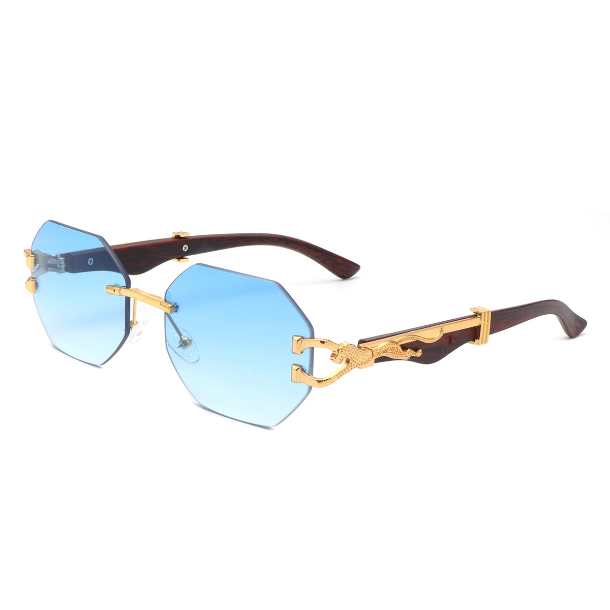 HW2059 - Geometric Rimless Retro Oval Round Fashion Wholesale Sunglasses