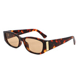 S1266 - Slim Narrow Rectangle Gold Accent Fashion Sunglasses - Iris Fashion