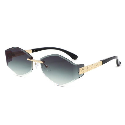 HJ2138 - Rimless Hexagonal Square Geometric Wholesale Sunglasses