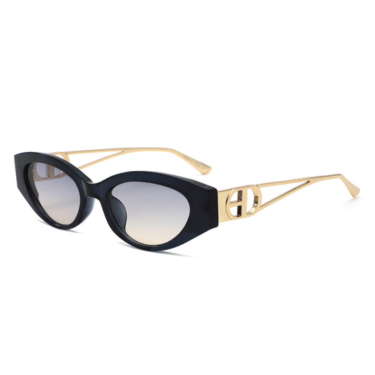 S2144 - Slim Cat Eye Gold Metal Fashion Women Sunglasses