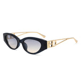 S2144 - Slim Cat Eye Gold Metal Fashion Women Sunglasses - Iris Fashion