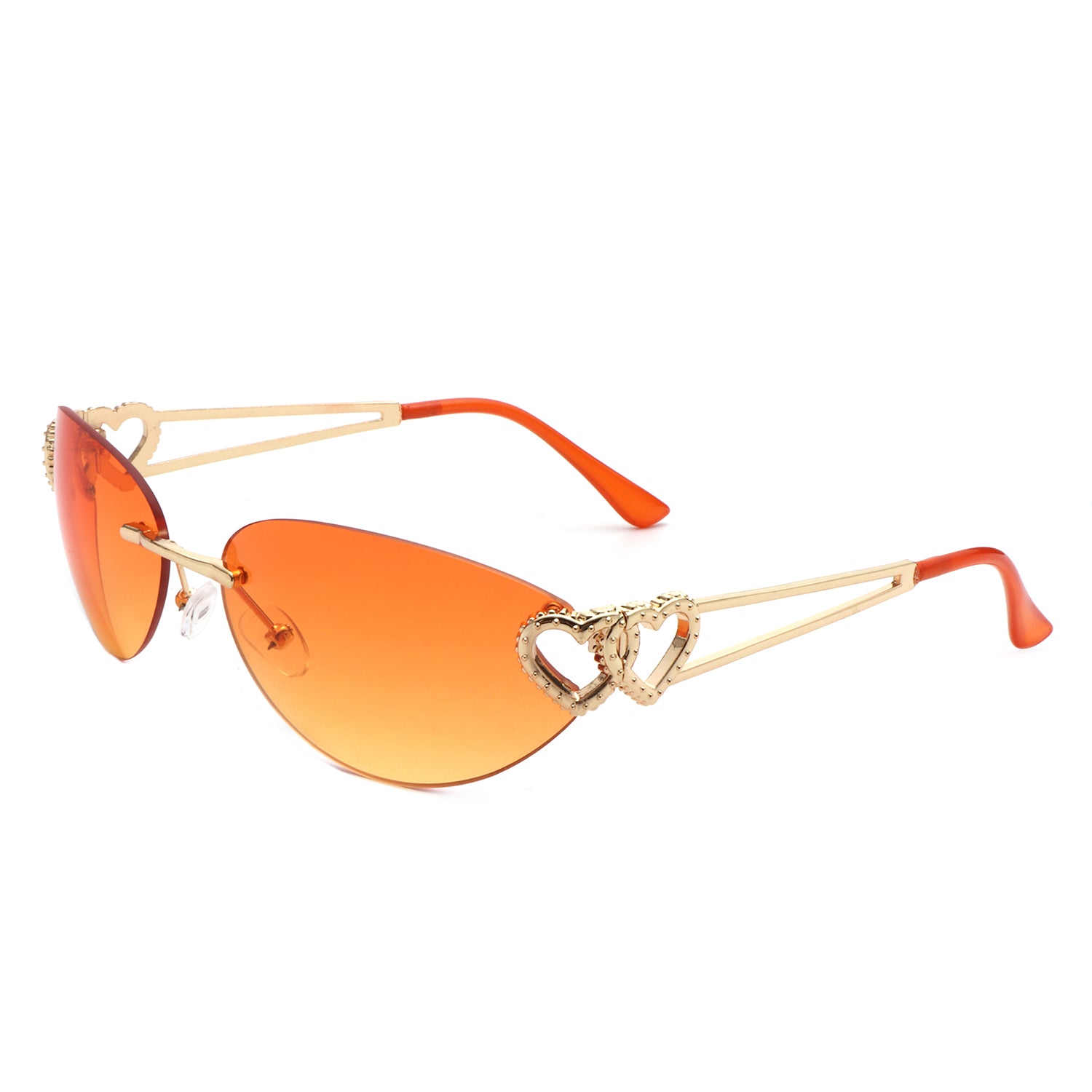 HW2056 - Women Chic Frameless Oval Fashion Heart Design Cat Eye Wholesale Sunglasses
