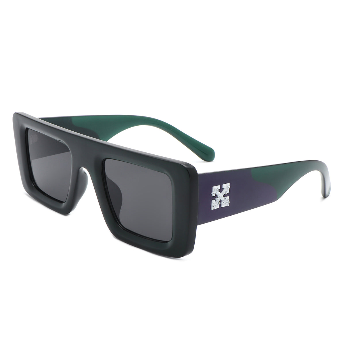 HS1280 - Square Retro Flat Top Thick Frame Two-Tone  Fashion Wholesale Sunglasses