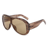 HS1435 - Oversized Wrap Aviator Style Shield Sunglasses